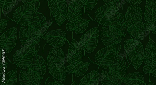 Wallpaper Mural "Verdant Weave: A Seamless Botanical Pattern" Torontodigital.ca