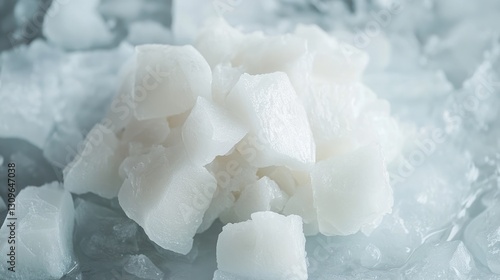Frozen Coconut Pieces on Ice: A Cool and Refreshing Image