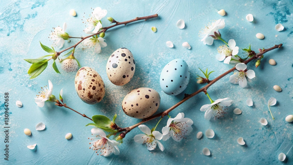 Fototapeta premium Easter eggs on Easter background generative ai