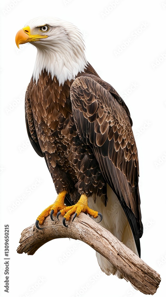 Bald Eagle Perched on Branch Bird of Prey American Symbol Wildlife Avian Predator Nature Icon Bald Eagle Perched on Branch Bird of Prey American Symbol Wildlife Avian Predator Nature Icon