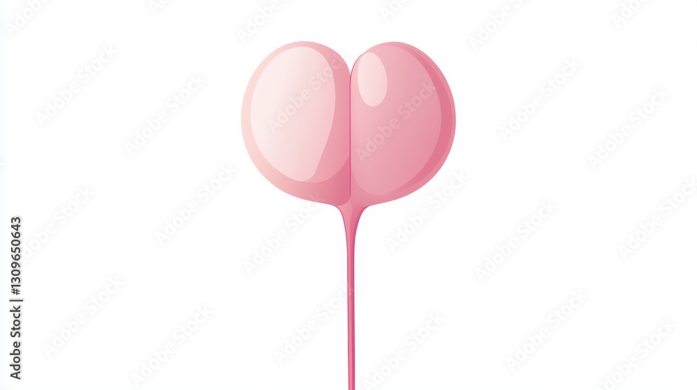Heart-Shaped Pink Balloon Design with Dripping Details on White Background Heart-Shaped Pink Balloon Design with Dripping Details on White Background