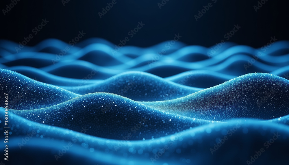 Bioluminescent waves glowing in synchronized patterns, peaceful ocean Bioluminescent waves glowing in synchronized patterns, peaceful ocean