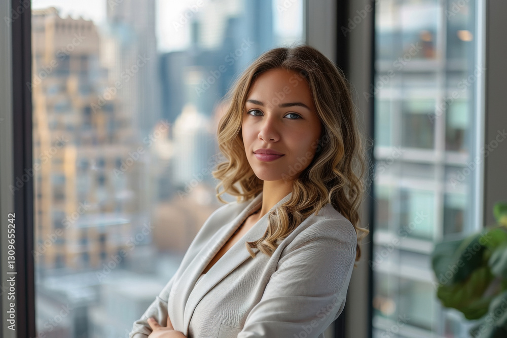Fototapeta premium young beautiful business woman standing at office