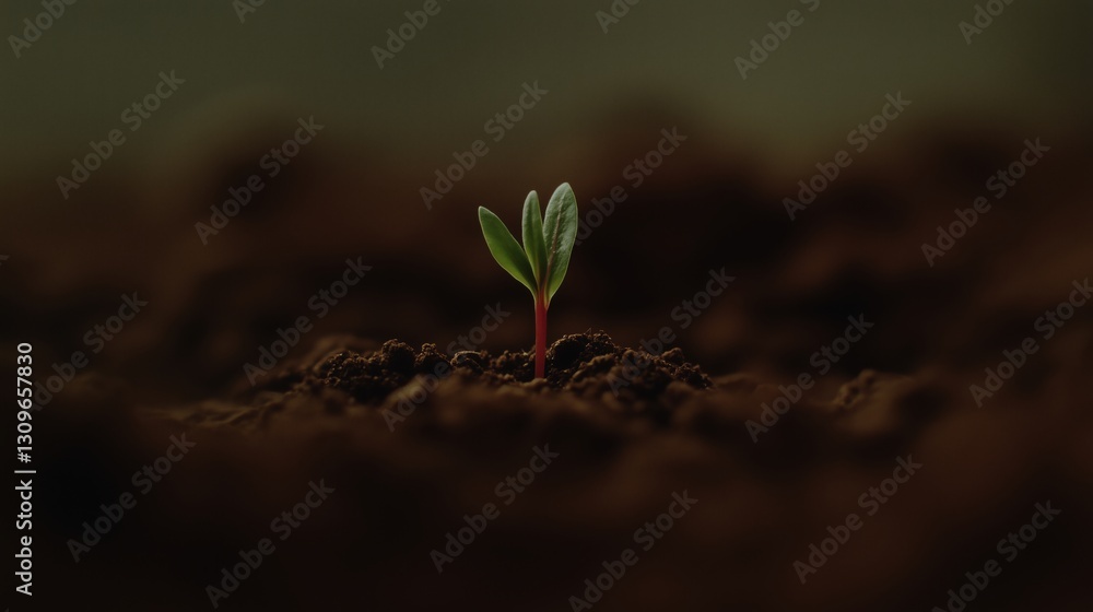 Plant growth seedling emergence in soil nature photography close-up Plant growth seedling emergence in soil nature photography close-up