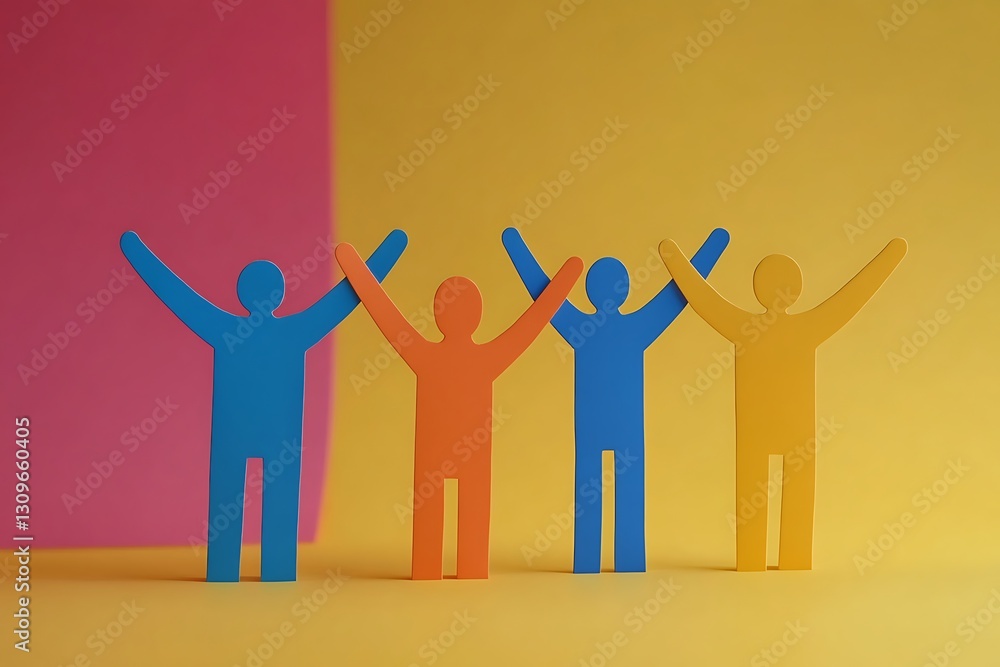 Happy Diverse Paper People Group Celebration Happy Diverse Paper People Group Celebration