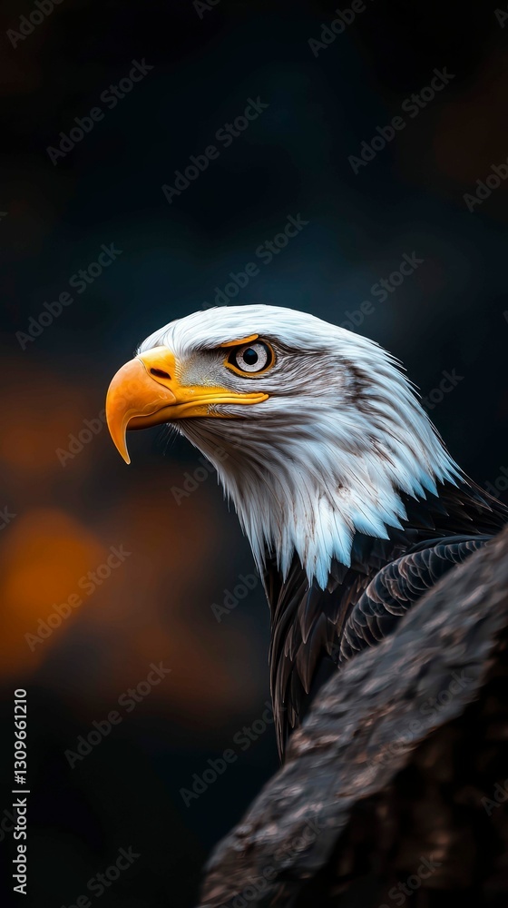 Obraz premium American Bald Eagle Portrait with Focused Gaze and Intense Expression of a Proud Predator