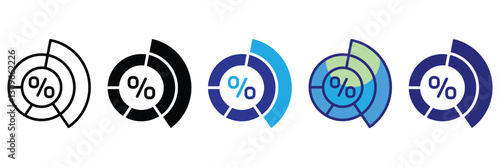 Pie Chart Icon Set Multiple Style Collection