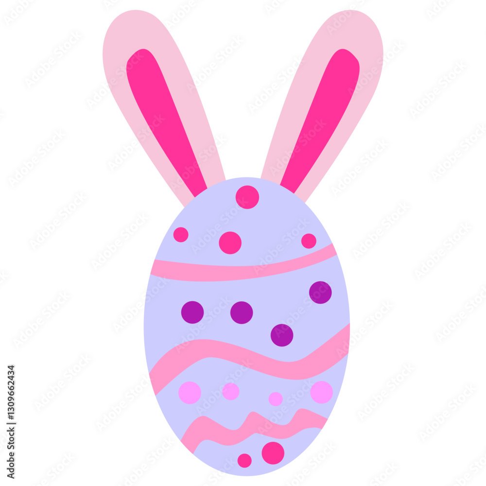 Fototapeta premium Colorful Bunny-Eared Easter Egg Illustration