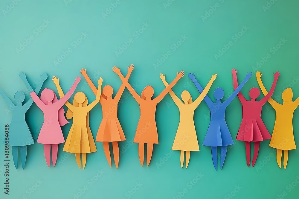 Happy Diverse Women Paper Cutout Collaboration Happy Diverse Women Paper Cutout Collaboration