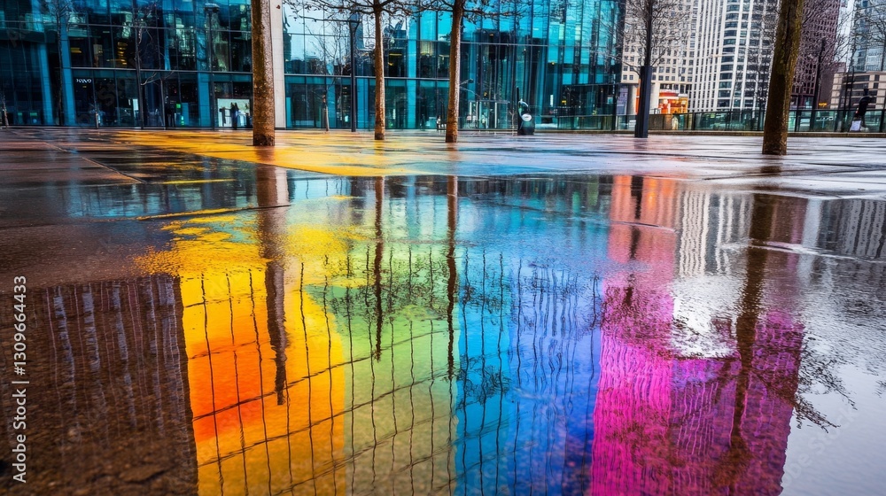 custom made wallpaper toronto digitalRaindrops Create Miniature Prisms in Vibrant City Reflection