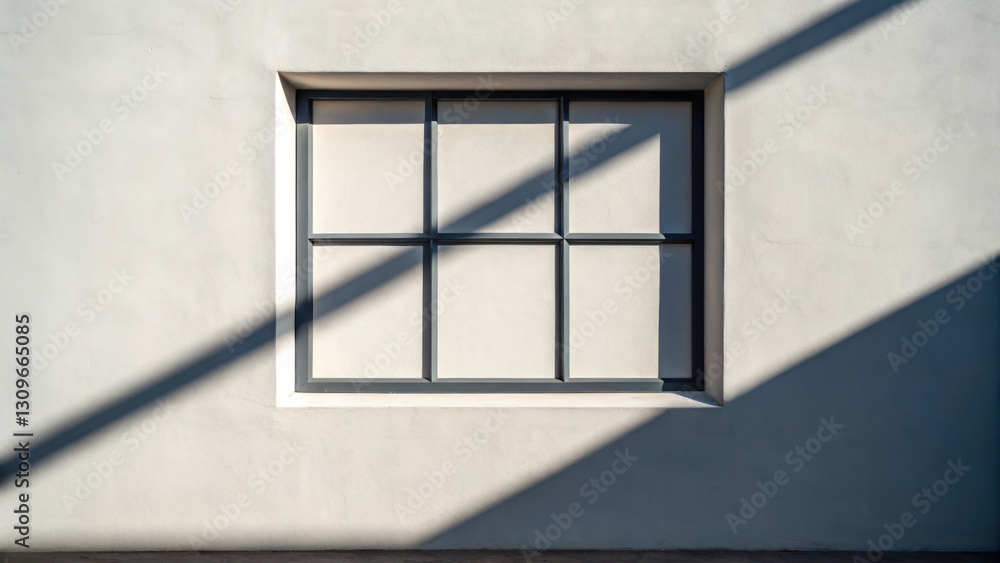 Fototapeta premium shadow of window frame creates striking pattern on blank wall, enhancing minimalist aesthetic