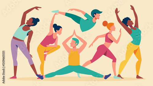 The workshop offers a wide variety of stretches and exercises specifically tailored to the needs of dancers targeting key muscle groups for improved. Vector illustration