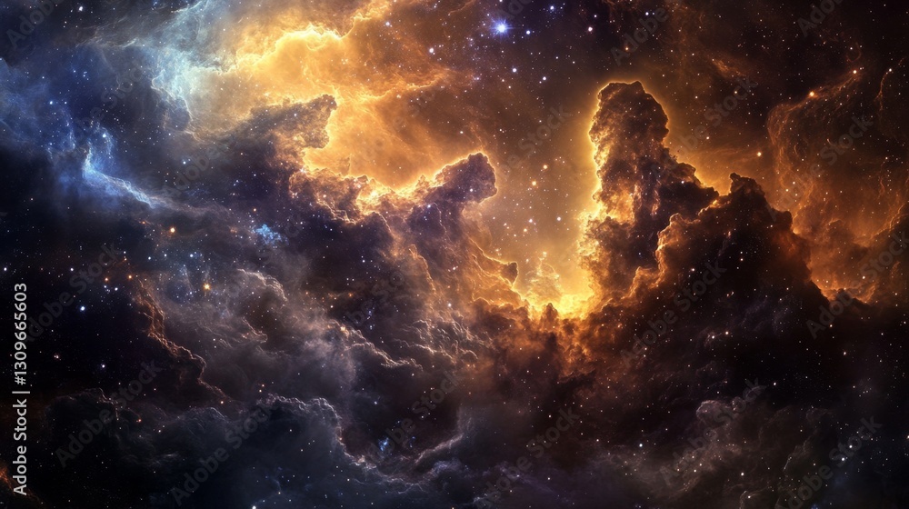 Fototapeta premium Ethereal Cosmic Ballet with Celestial Clouds and Dazzling Stars