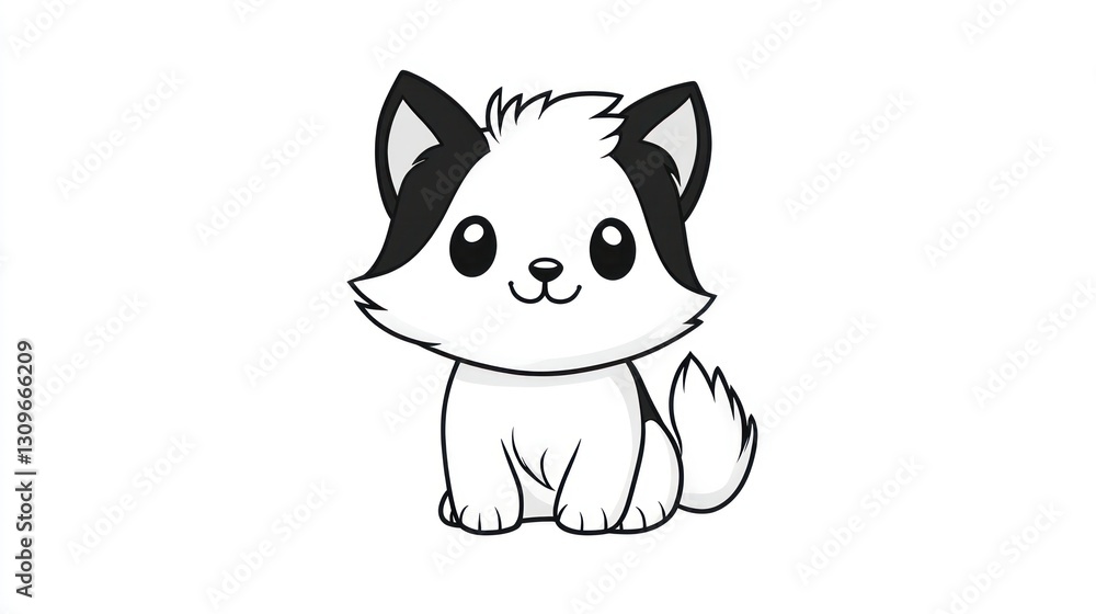 An adorable cartoon animal with black and white markings is sitting An adorable cartoon animal with black and white markings is sitting