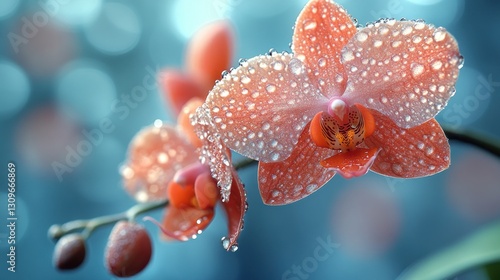 Wallpaper Mural Dew-kissed orange orchids in soft focus Torontodigital.ca