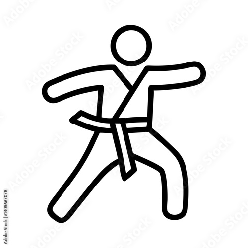 Karate fighter minimal black outline icon