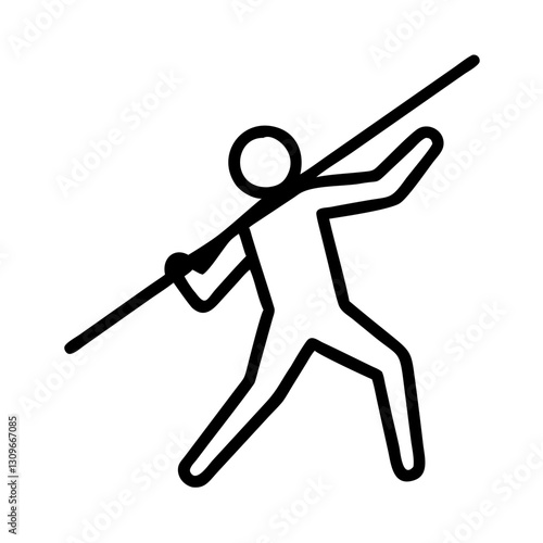 Javelin thrower minimal black outline icon