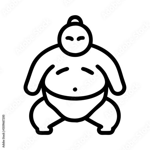 Sumo wrestler minimal black outline icon