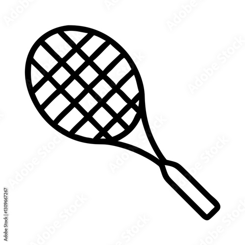 Tennis racket minimal black outline icon
