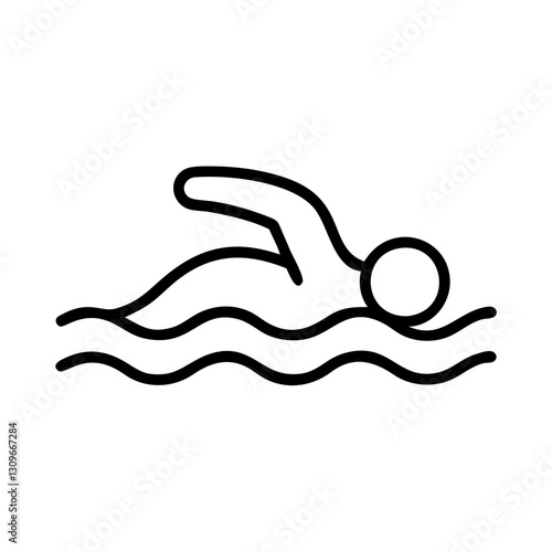 Swimmer swimming minimal black outline icon