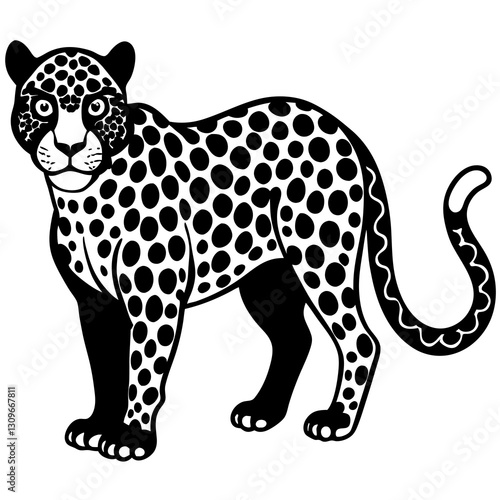 jaguar line art isolated on white background 

