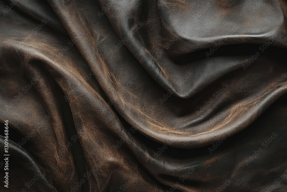 Dark brown leather texture, draped and folded, showing rich tones and natural grain. Dark brown leather texture, draped and folded, showing rich tones and natural grain.