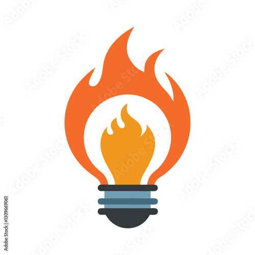 Creative Fire Light Bulb Concept - Innovative Vector for Ideas, Energy, and Motivation Designs