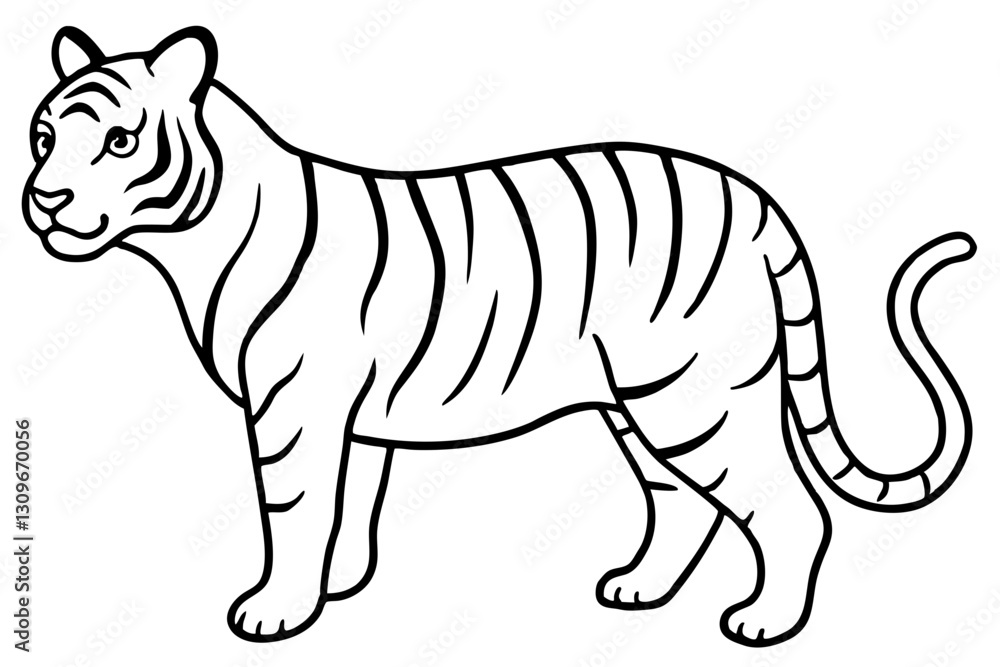 Fototapeta premium Fierce Tiger Linework