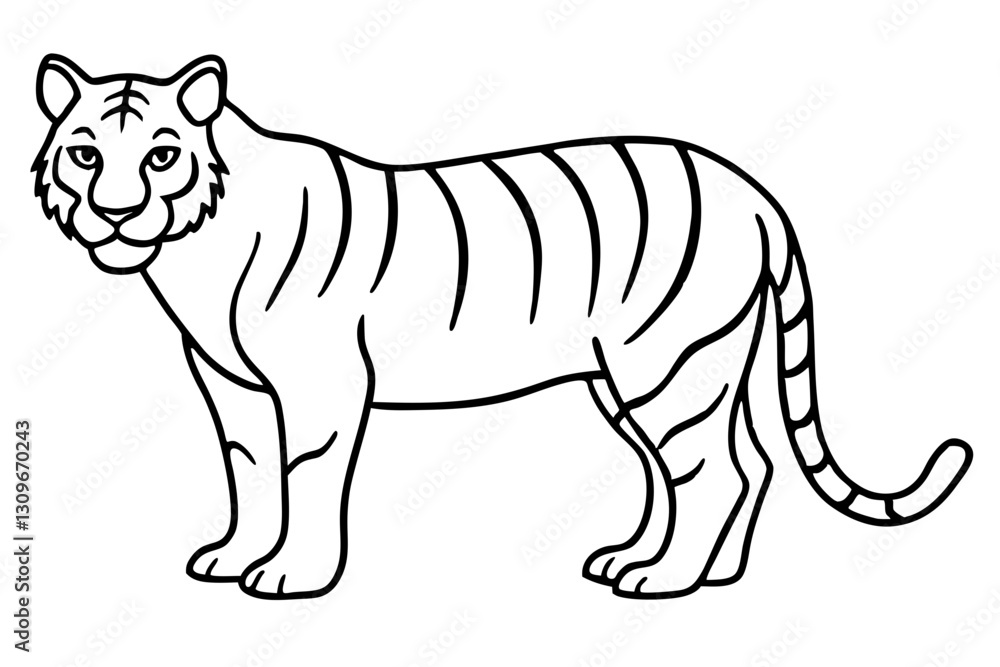 Obraz premium Fierce Tiger Linework