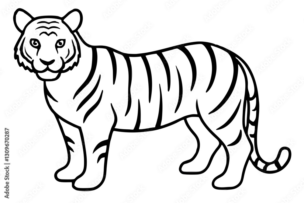 Fototapeta premium Fierce Tiger Linework