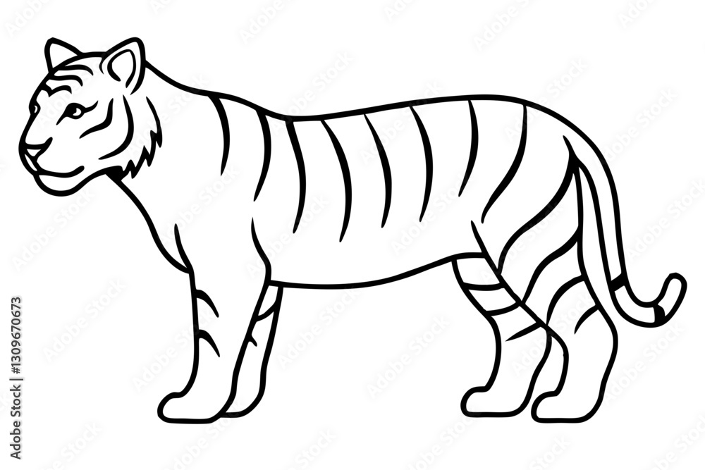 Obraz premium Fierce Tiger Linework