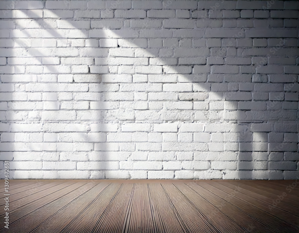 Fototapeta premium white wall brick highlighted background for display product