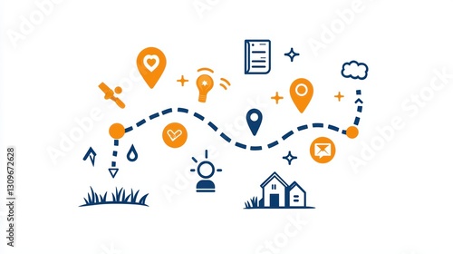 Visual Representation of Customer Journey Map with Clean Design Elements and Icons