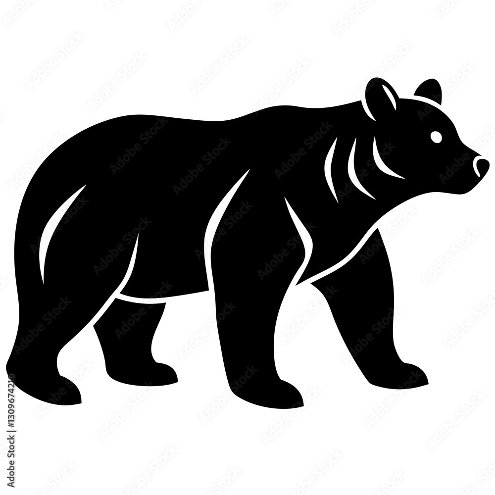 Obraz premium bear silhouette vector icon white background