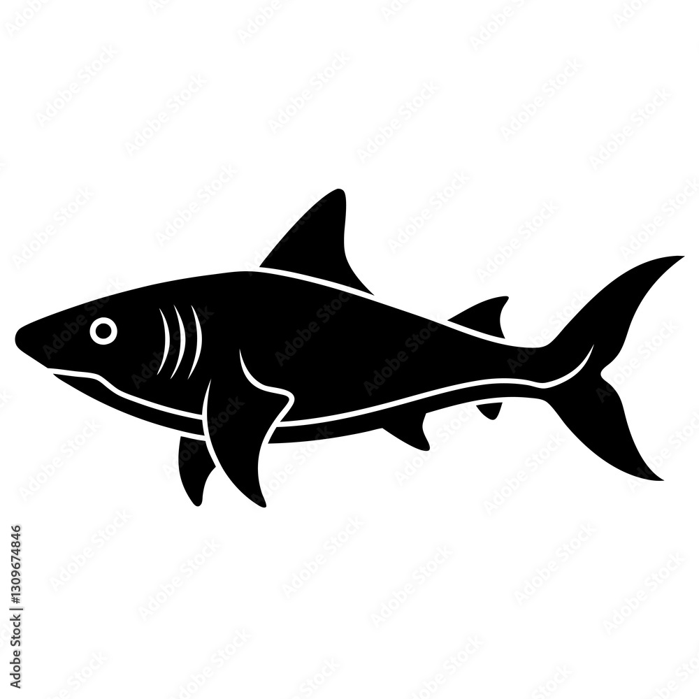 dogfish silhouette vector icon white background dogfish silhouette vector icon white background