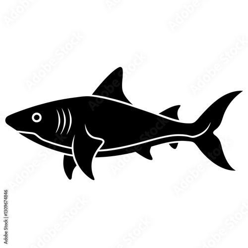 dogfish silhouette vector icon white background 