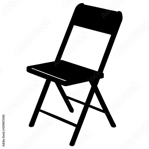 folding chair silhouette vector icon white background