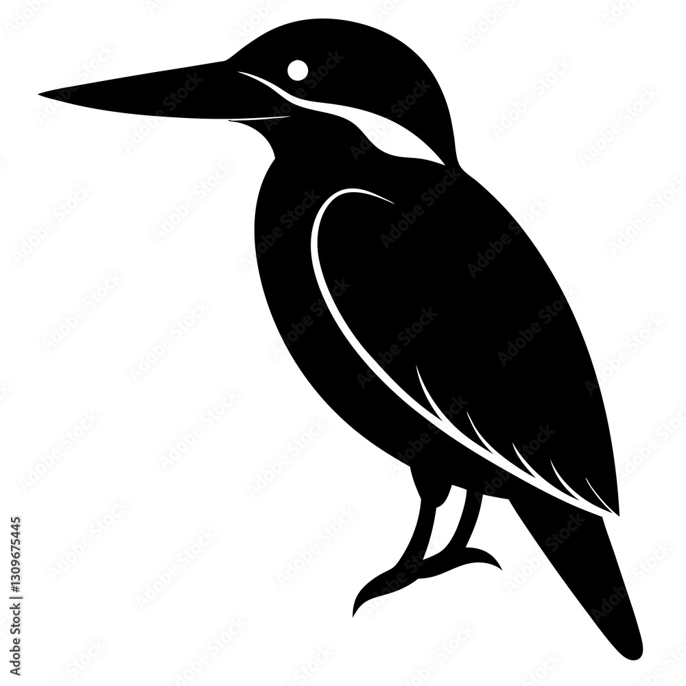 Fototapeta premium kingfisher silhouette vector icon white background 