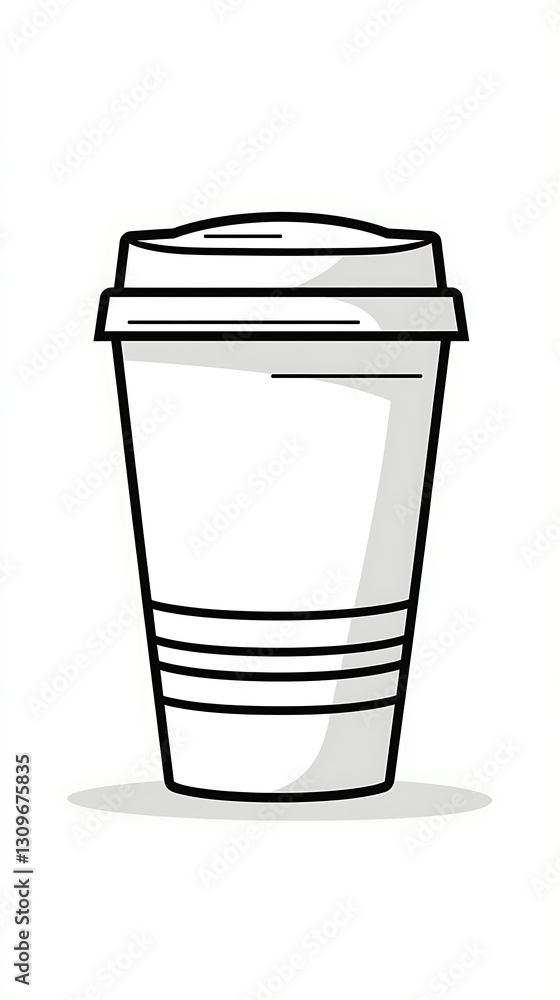 Simple line art illustration of a disposable coffee cup. Simple line art illustration of a disposable coffee cup.