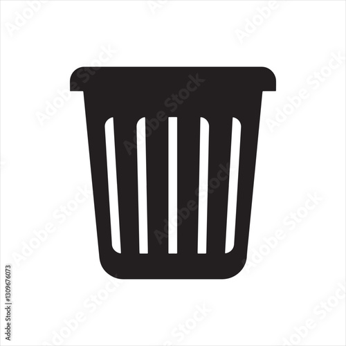 Minimalist Black Trash Can Icon 