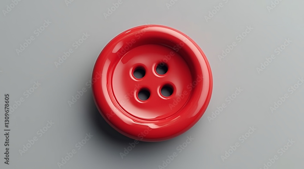 Crimson Button Close-up: A vibrant, glossy red button with four holes lies centered, capturing its perfect circular form and inviting texture on a smooth surface. Crimson Button Close-up: A vibrant, glossy red button with four holes lies centered, capturing its perfect circular form and inviting texture on a smooth surface.