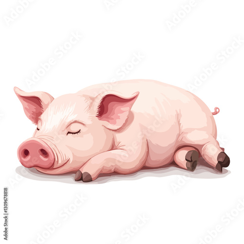 Close-Up Sleeping Pig Isolated Cutout, Single Object - Professional Stock Photo