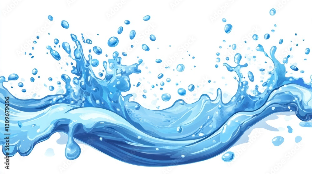 Abstract water splash graphic, dynamic motion, white background, digital art, for product design Abstract water splash graphic, dynamic motion, white background, digital art, for product design