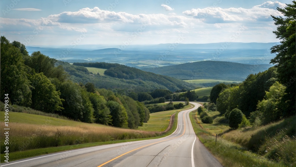 Fototapeta premium Scenic Highway Through Rolling Hills