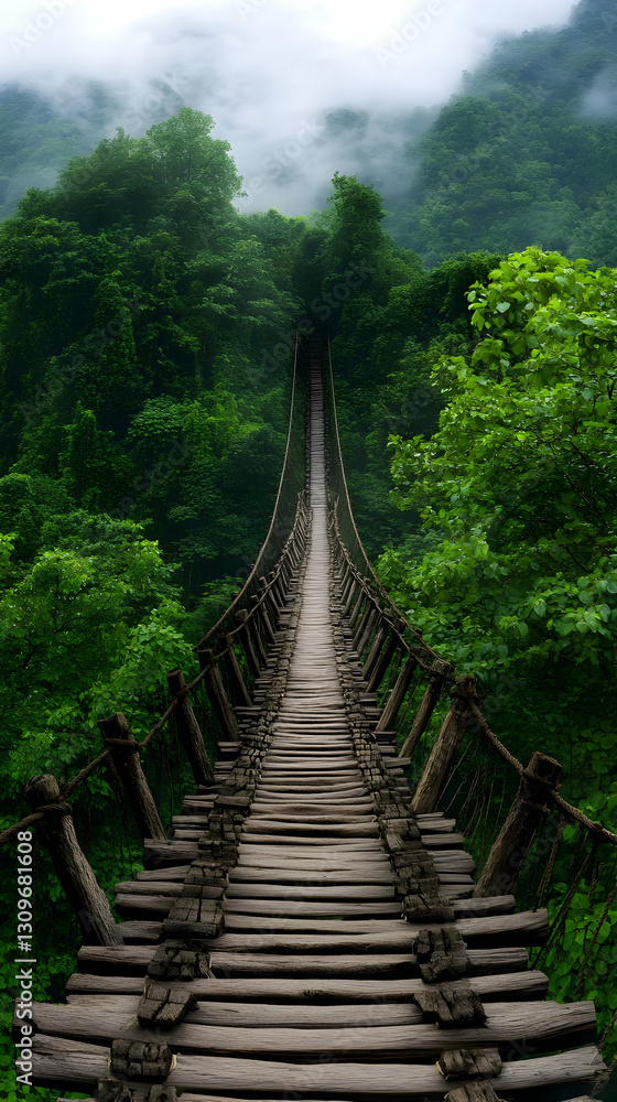 Jungle Rope Bridge Illustration Jungle Rope Bridge Illustration