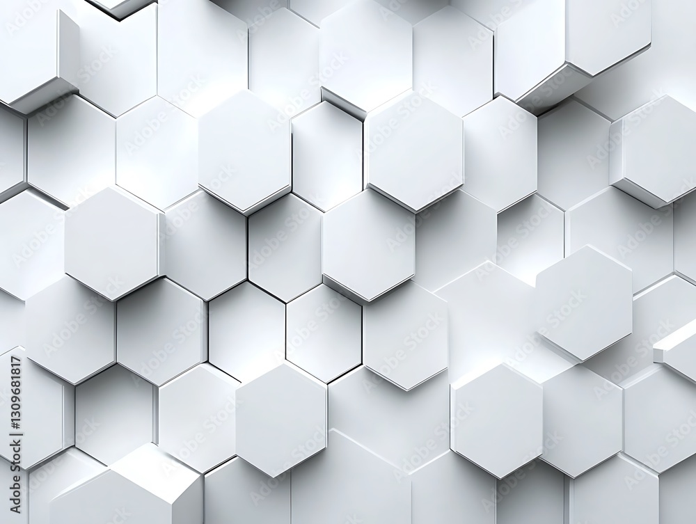 Naklejka premium Subtle White Hexagons Elevate from a Neutral Surface in Dimensional Design