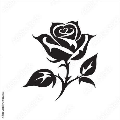 Elegant Rose Silhouette Graphic for Digital Use