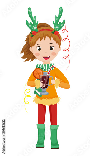 Christmas Girl with Mulled Wine