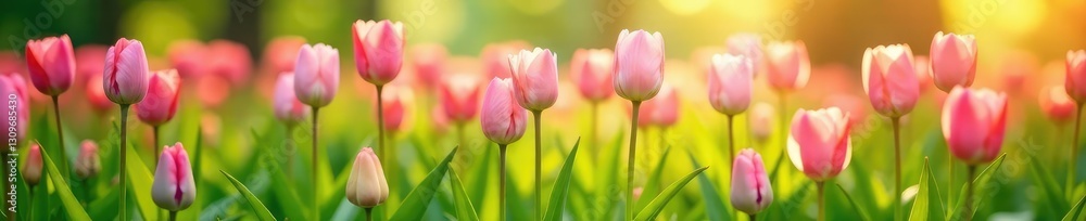 Pastel-colored tulips in a lush meadow with tall grasses, spring, blooms, tulips Pastel-colored tulips in a lush meadow with tall grasses, spring, blooms, tulips
