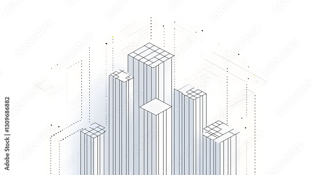 Surreal High-Rise Architecture with Floating Geometric Blocks in Minimalist Surreal High-Rise Architecture with Floating Geometric Blocks in Minimalist